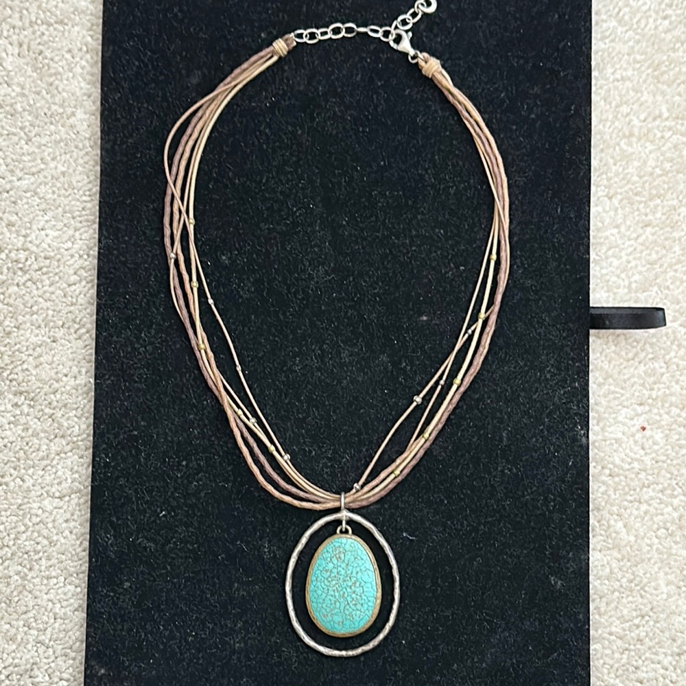 Silpada “Double Halo” Turquoise Howlite Pendant Necklace